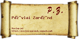 Pávlai Zaránd névjegykártya